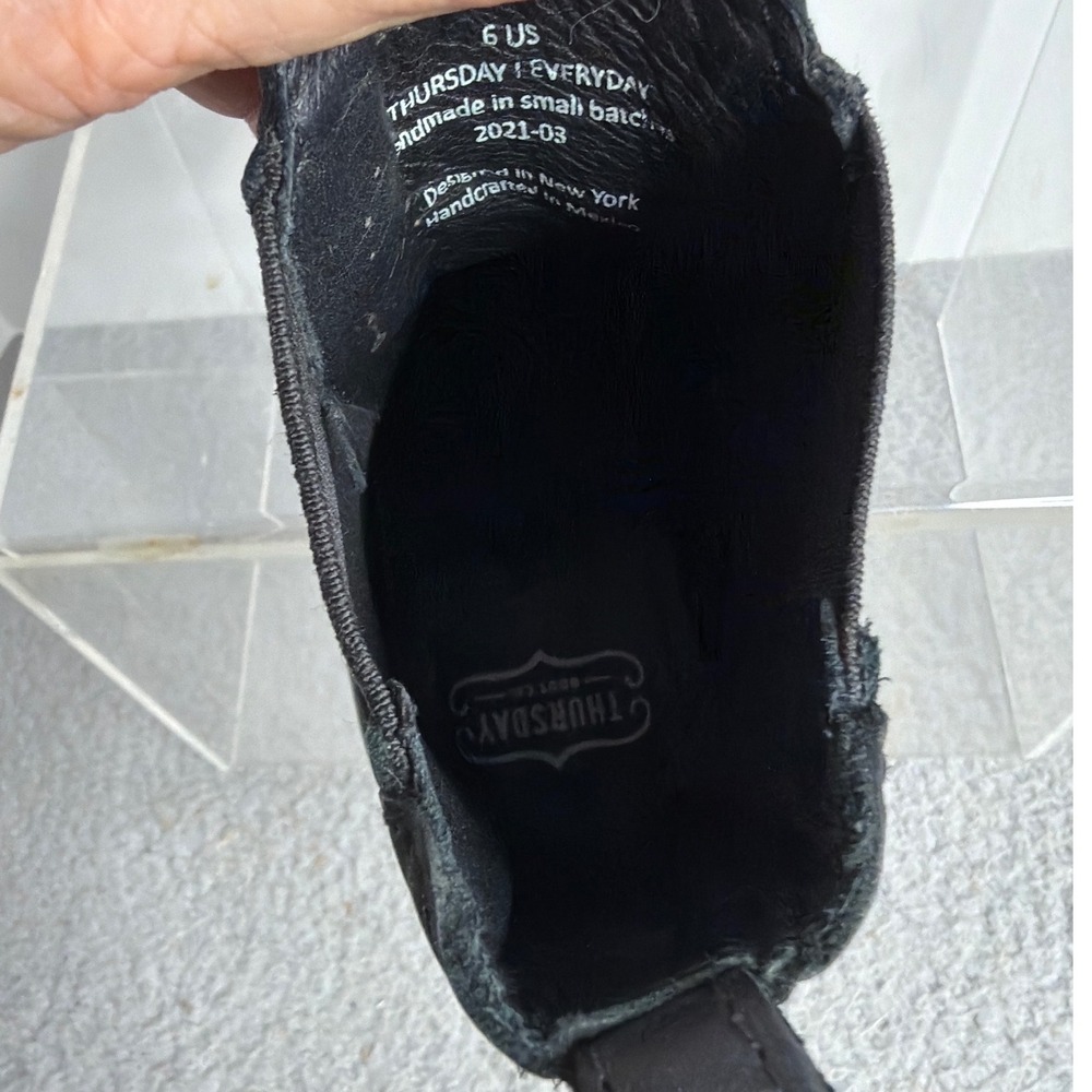 Thursday Boot Co Legend Black Leather Chelsea Block Heel Lug Sole Boots Womens 6 - Picture 7 of 9